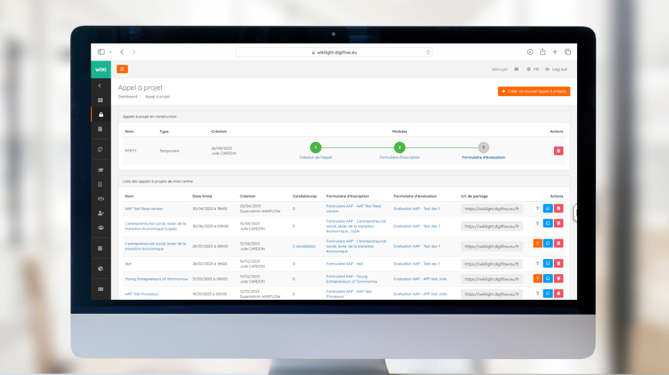 Lancez vos appels à projets et évaluez vos candidatures.